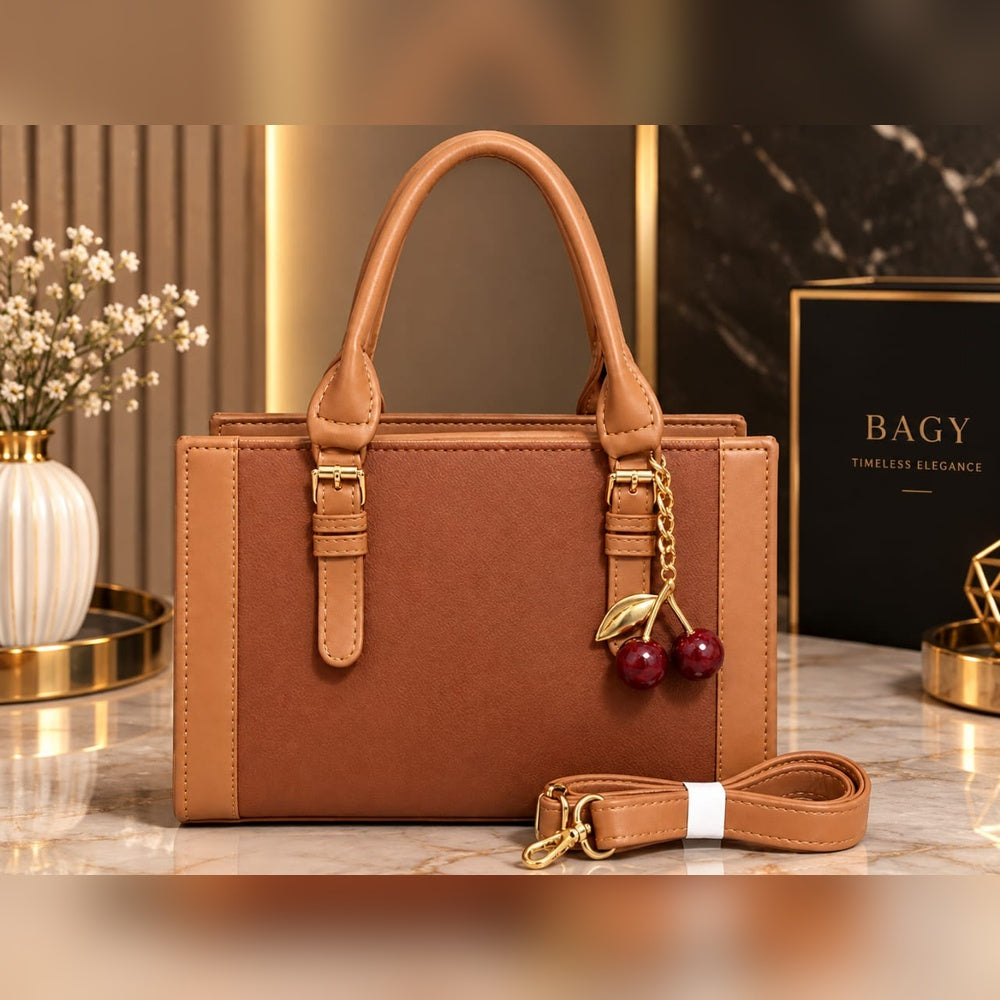 BagY premium leather mustard handbag
