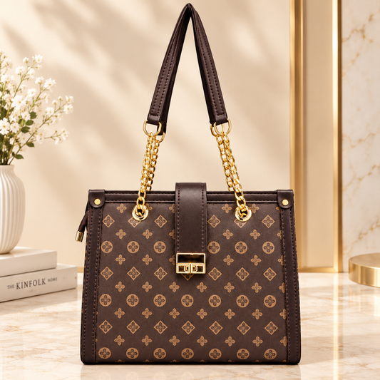 Luxury BagY Brown Monogram Chain Handle Tote Bag
