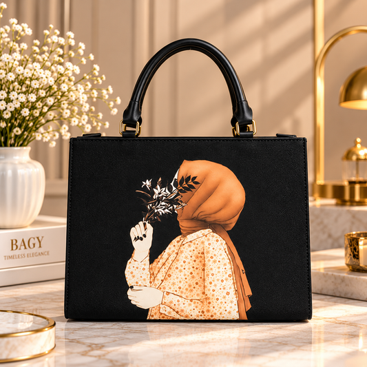 BAGY Elegant Printed Tote Bag – Black | Premium Ladies Handbag