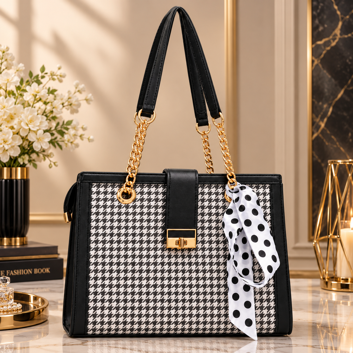 Bagy Black White Check Bag