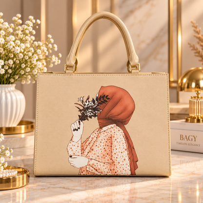 BAGY Elegant Printed Tote Bag – Beige | Premium Ladies Handbag